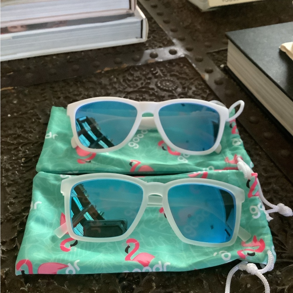2 Pairs Goodr Sunglasses, Running sunglasses, White Frames, Frost Frames